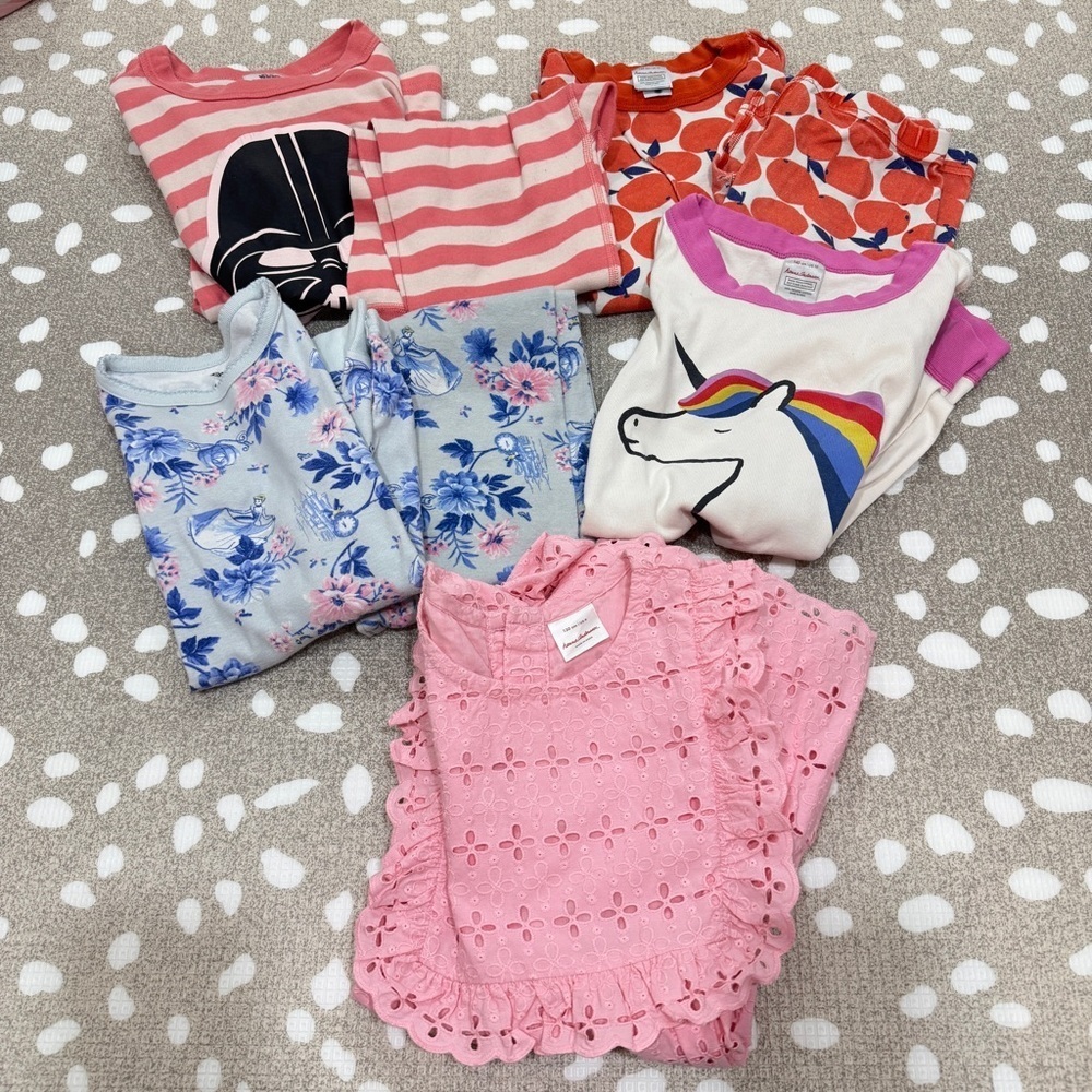 BUNDLE Hanna Andersson lot pajamas set eyelet dress top tee long sleeve shorts